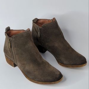 Lucky Brand Leather Suede Duel Zipper Ankle Boot Women's Size 6M/36